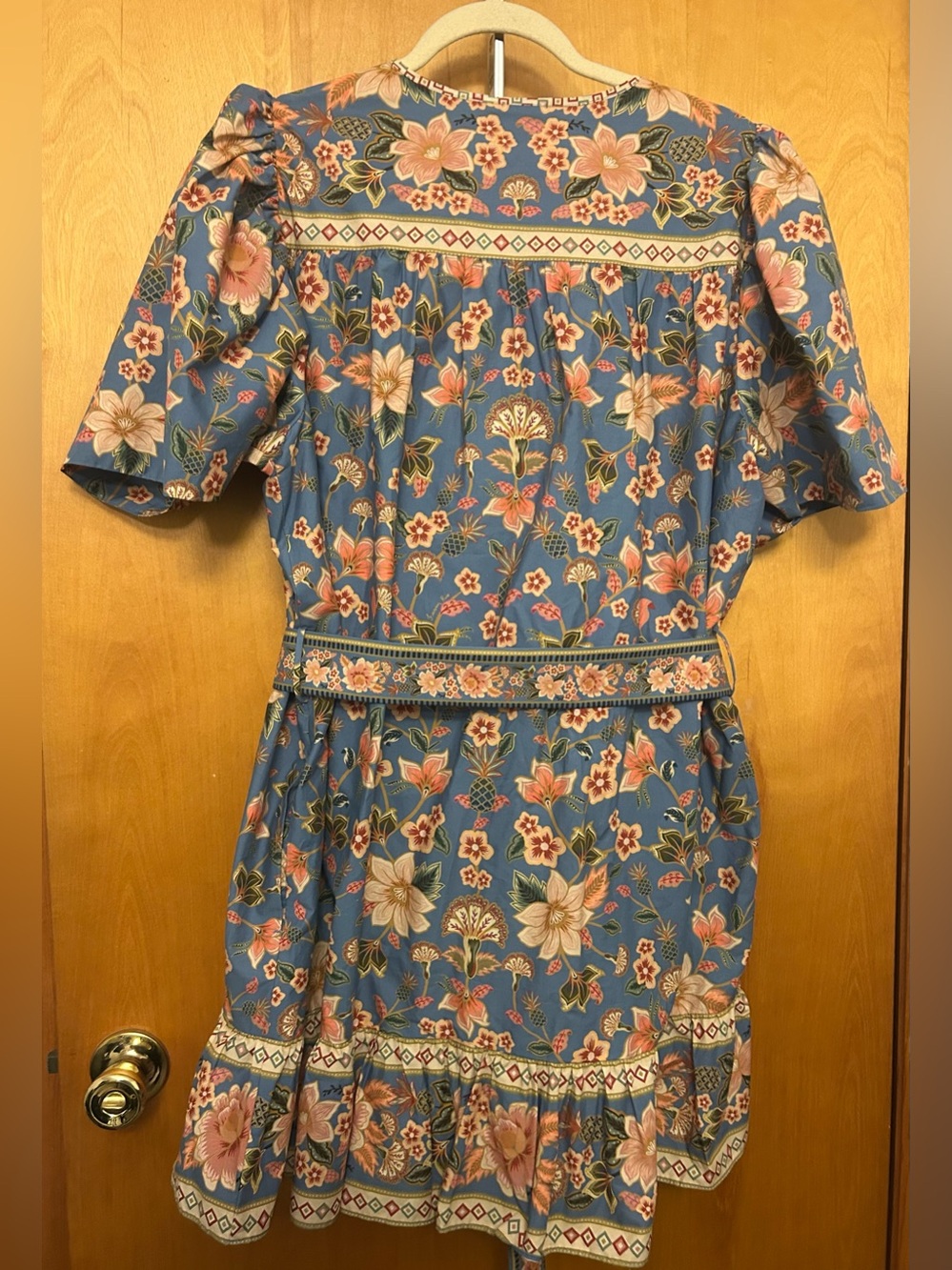 FARM Rio Dusty Blue Floral Mini Dress with Pink and Green Details - Picture 5 of 11